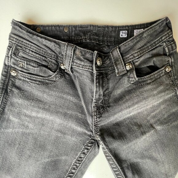 Miss Me Embellished Embroidered Wings Black Faded Skinny Jeans 29 x 31 - Picture 4 of 12